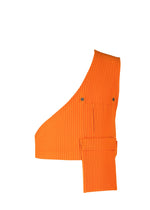 A detail shot of the HOMME PLISSÉ ISSEY MIYAKE PAINTER'S GEAR vest.