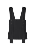 A product shot of the HOMME PLISSÉ ISSEY MIYAKE PAINTER'S GEAR vest in black (15).