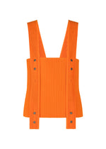 A product shot of the HOMME PLISSÉ ISSEY MIYAKE PAINTER'S GEAR vest in florence orange (35).