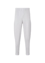 A product shot of the HOMME PLISSÉ ISSEY MIYAKE MONTHLY COLORS FEBRUARY trousers in manarola blue grey (71).