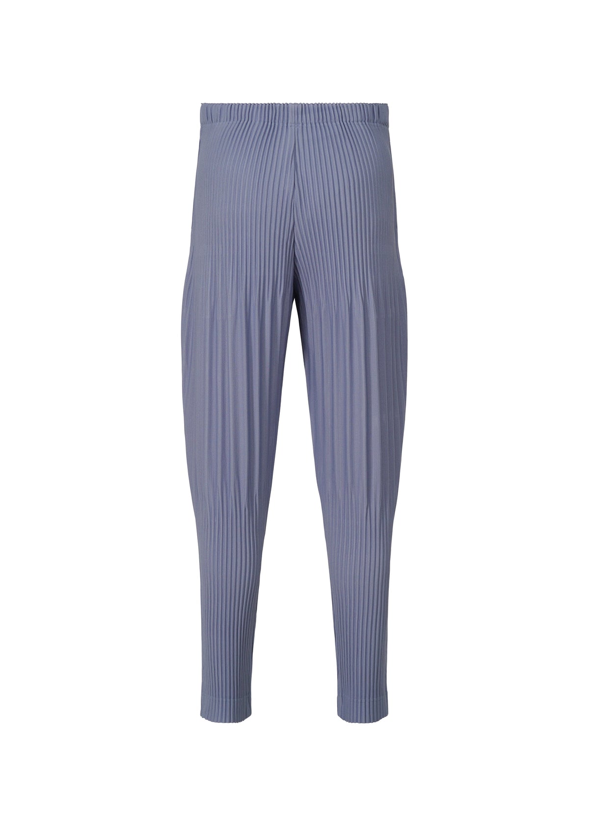 A detail shot of the HOMME PLISSÉ ISSEY MIYAKE MONTHLY COLORS FEBRUARY trousers.
