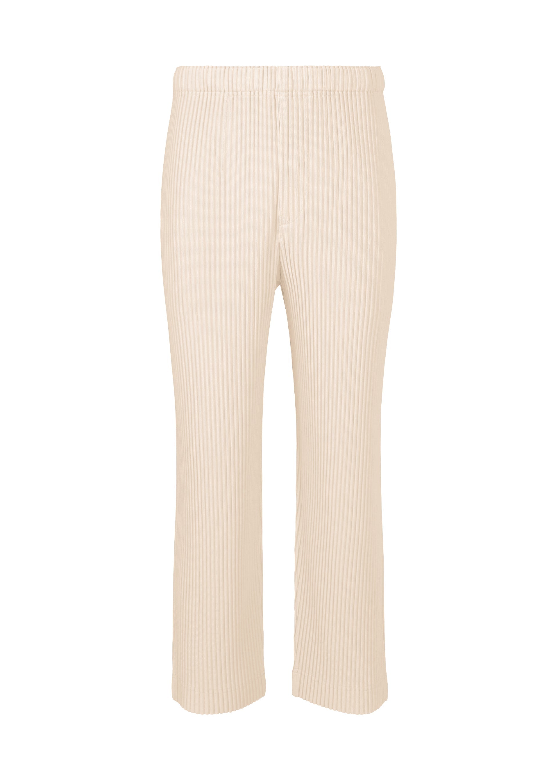 A product shot of the HOMME PLISSÉ ISSEY MIYAKE MONTHLY COLORS MARCH trousers in duomo beige (42).