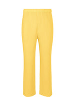 A product shot of the HOMME PLISSÉ ISSEY MIYAKE MONTHLY COLORS MARCH trousers in agave yellow (54).