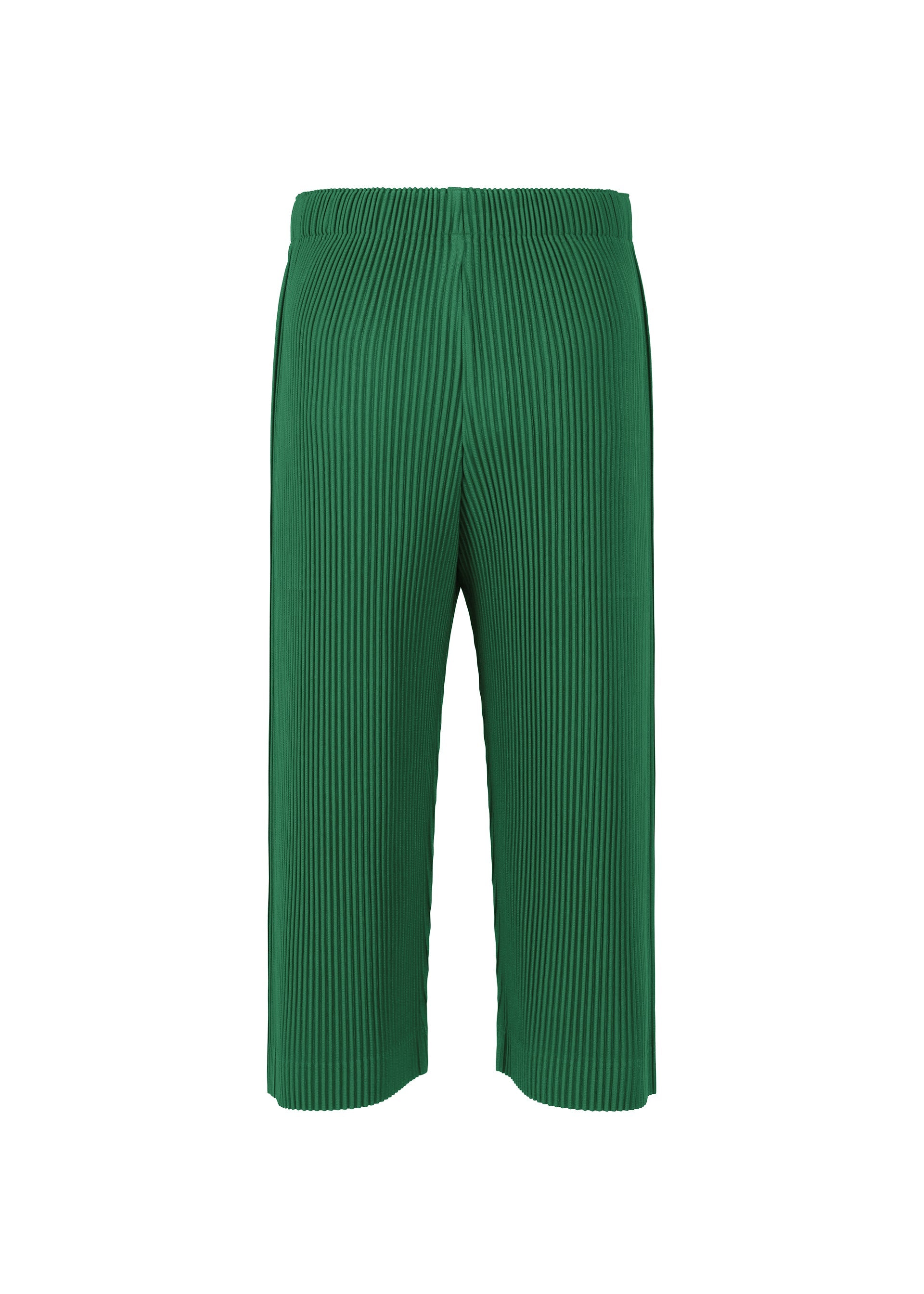 A detail shot of the HOMME PLISSÉ ISSEY MIYAKE MONTHLY COLORS MAY trousers.