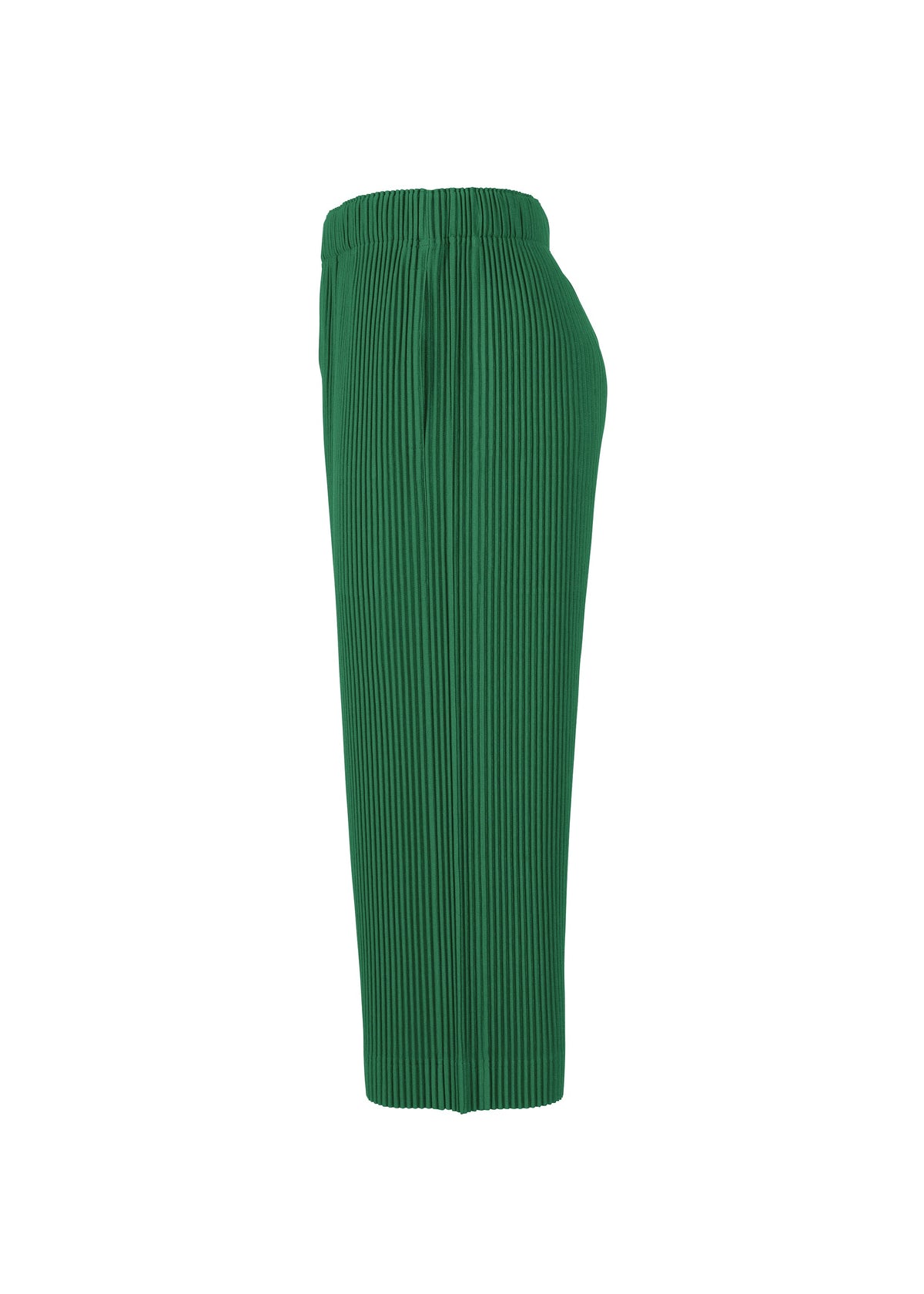 A detail shot of the HOMME PLISSÉ ISSEY MIYAKE MONTHLY COLORS MAY trousers.