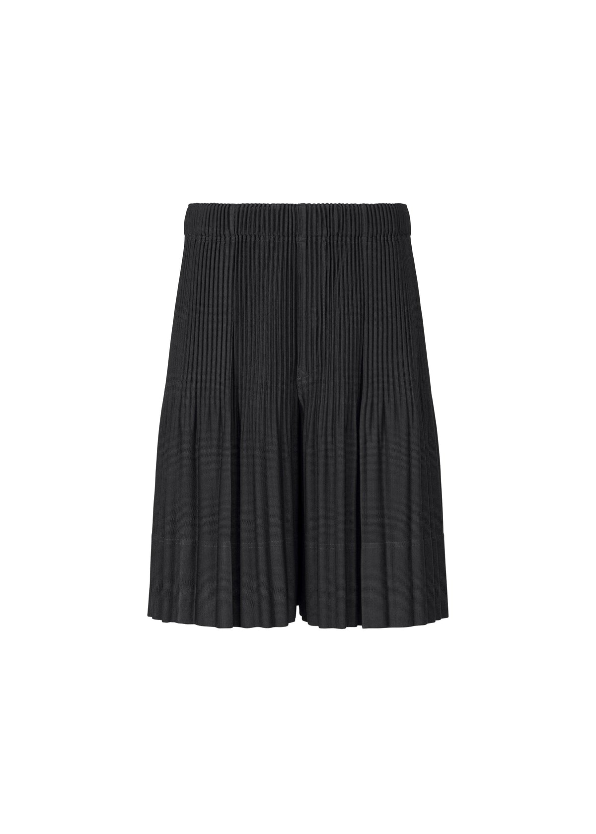 A product shot of the HOMME PLISSÉ ISSEY MIYAKE MONTHLY COLORS : JUNE trousers in black.