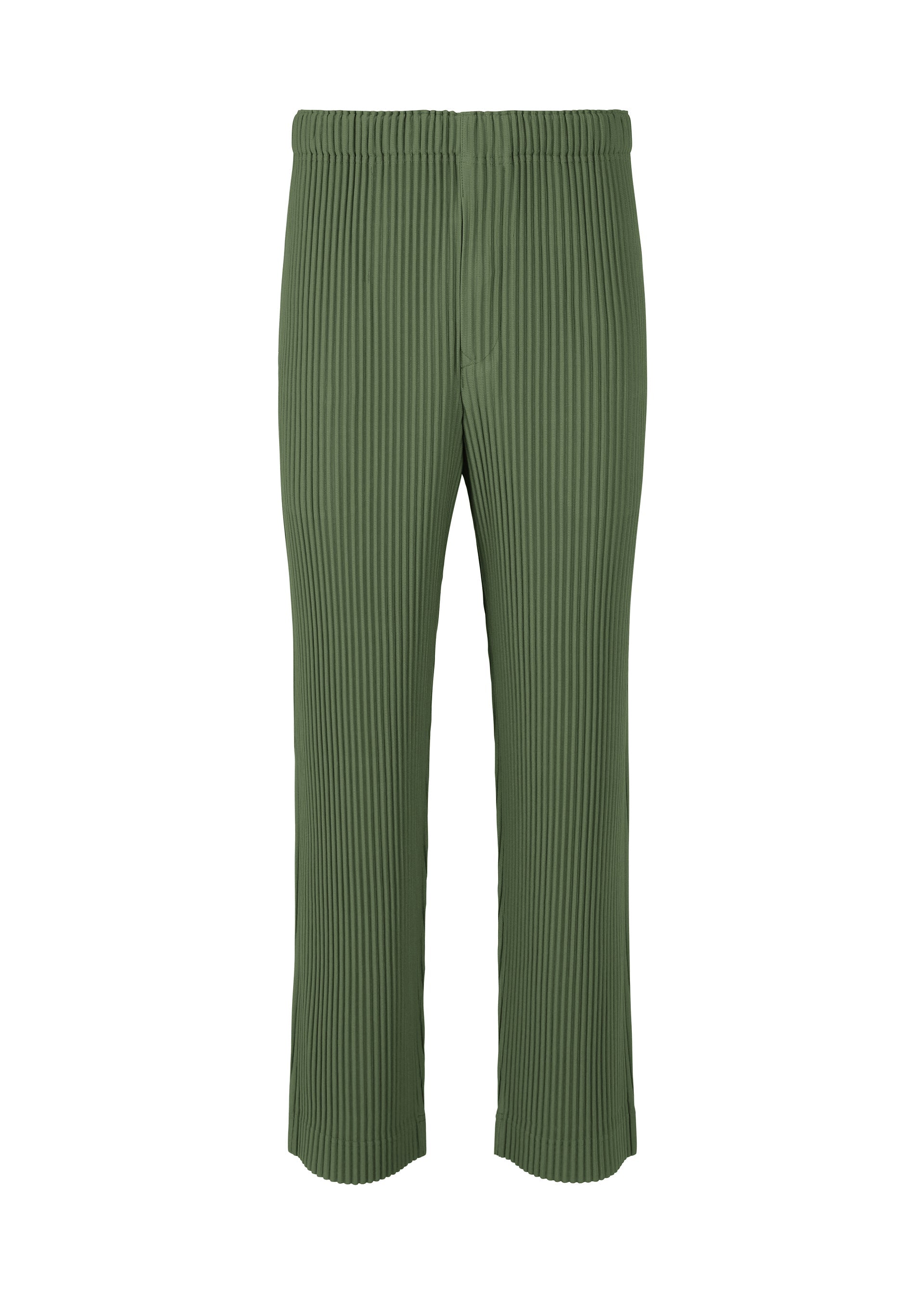 A product shot of the HOMME PLISSÉ ISSEY MIYAKE COLOR PLEATS 2 trousers in duomo door green (69).