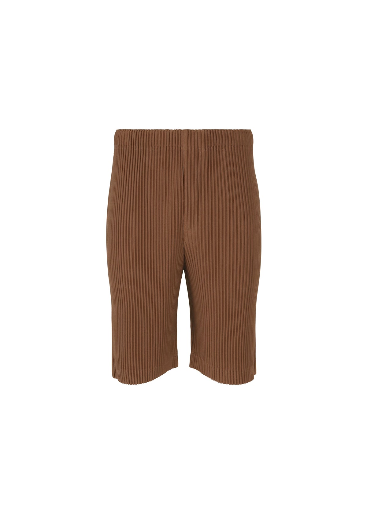 A product shot of the HOMME PLISSÉ ISSEY MIYAKE COLOR PLEATS 2 shorts in anchor brown (48).
