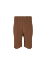 A product shot of the HOMME PLISSÉ ISSEY MIYAKE COLOR PLEATS 2 shorts in anchor brown (48).