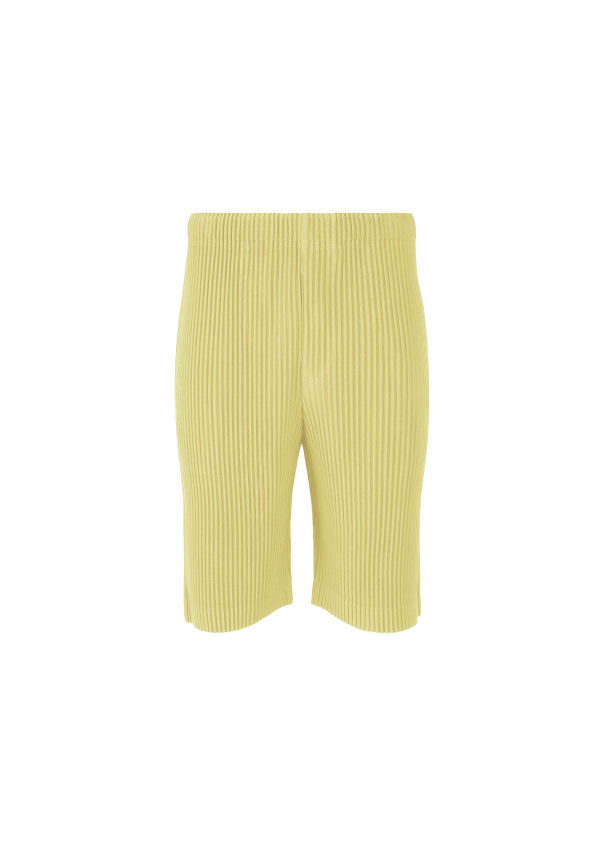 A product shot of the HOMME PLISSÉ ISSEY MIYAKE COLOR PLEATS 2 shorts in agave cream green (64).