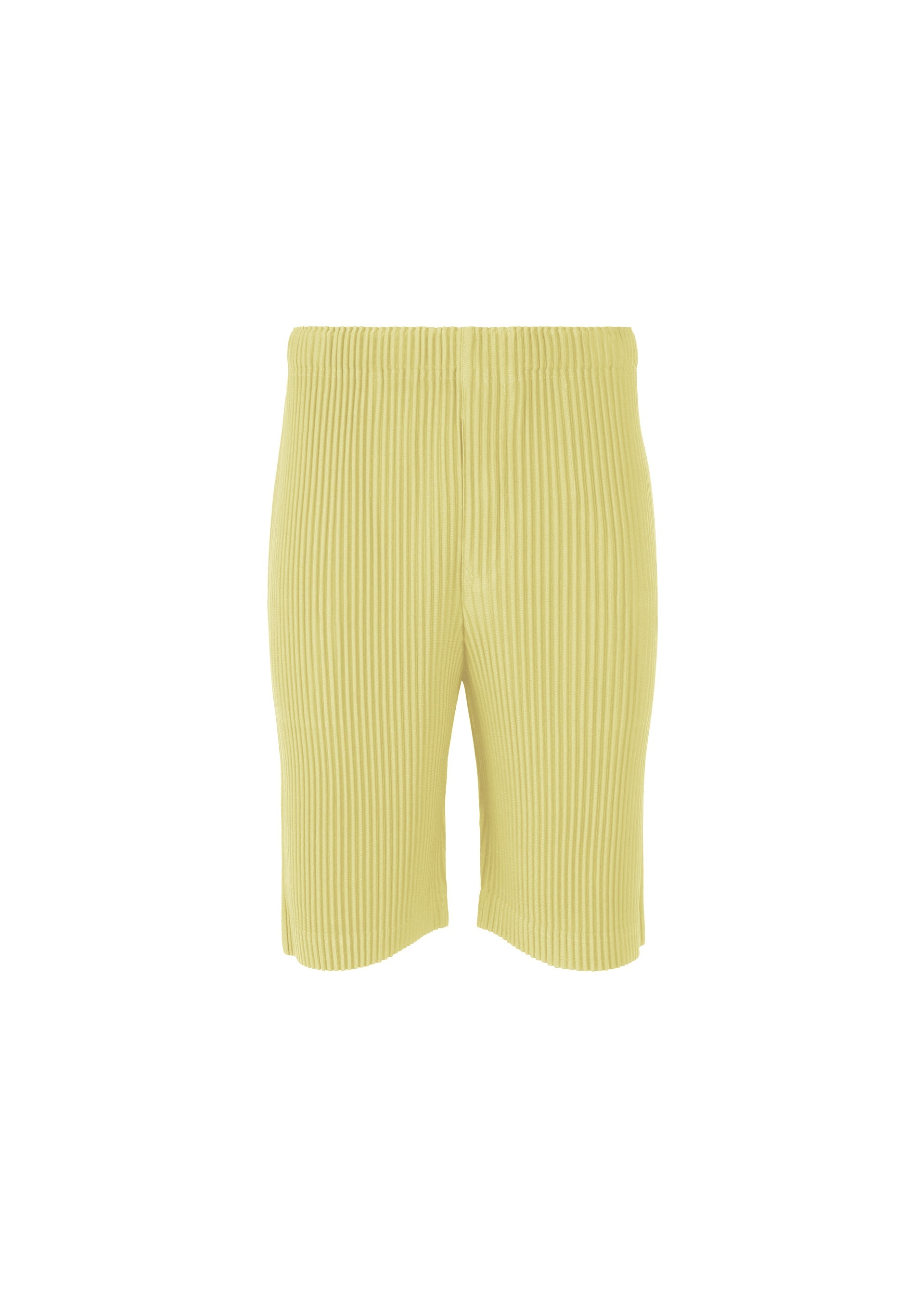 A product shot of the HOMME PLISSÉ ISSEY MIYAKE COLOR PLEATS 2 shorts in agave cream green (64).