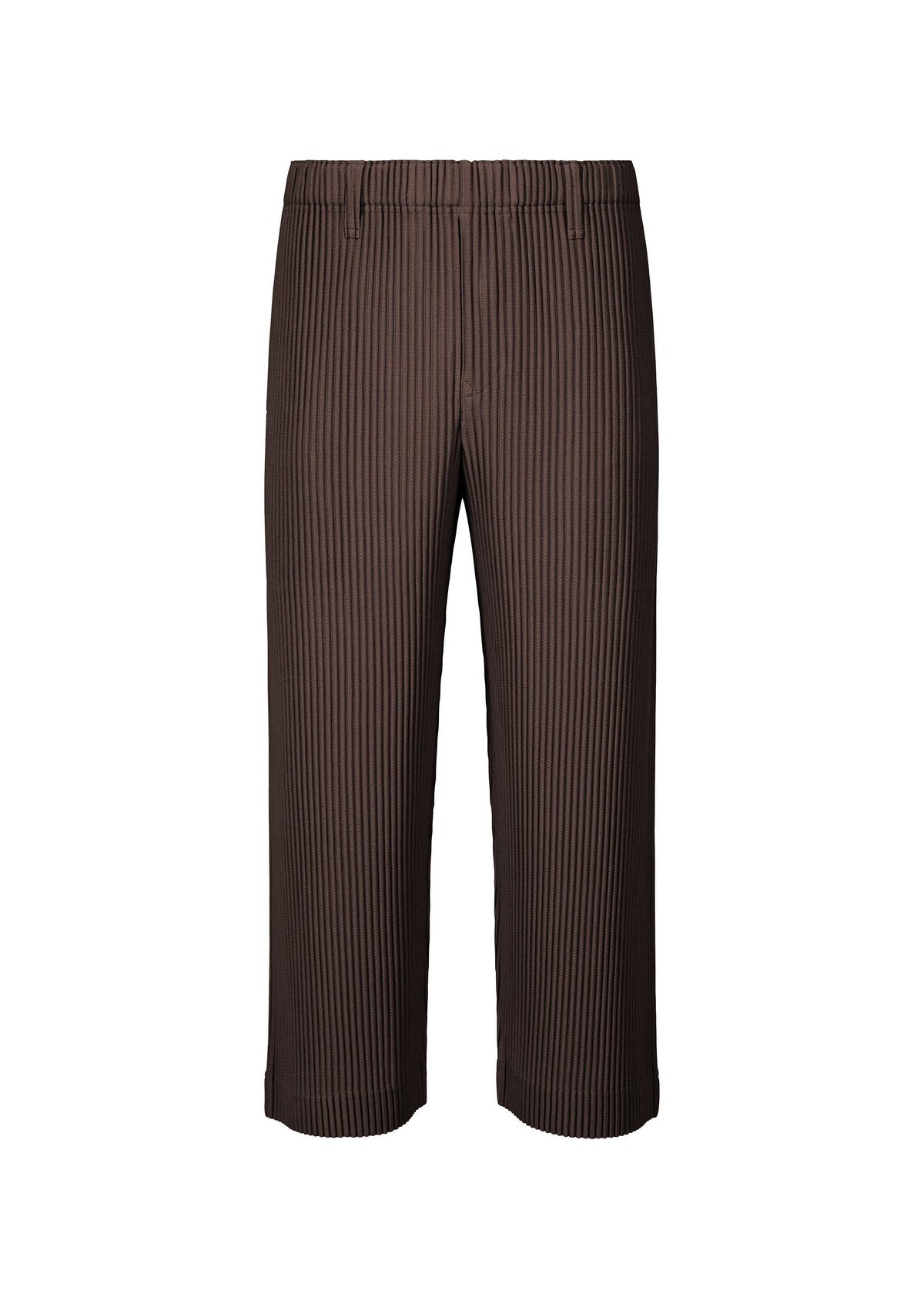 A product shot of the HOMME PLISSÉ ISSEY MIYAKE TAILORED PLEATS 2 trousers in aubergine black (18).