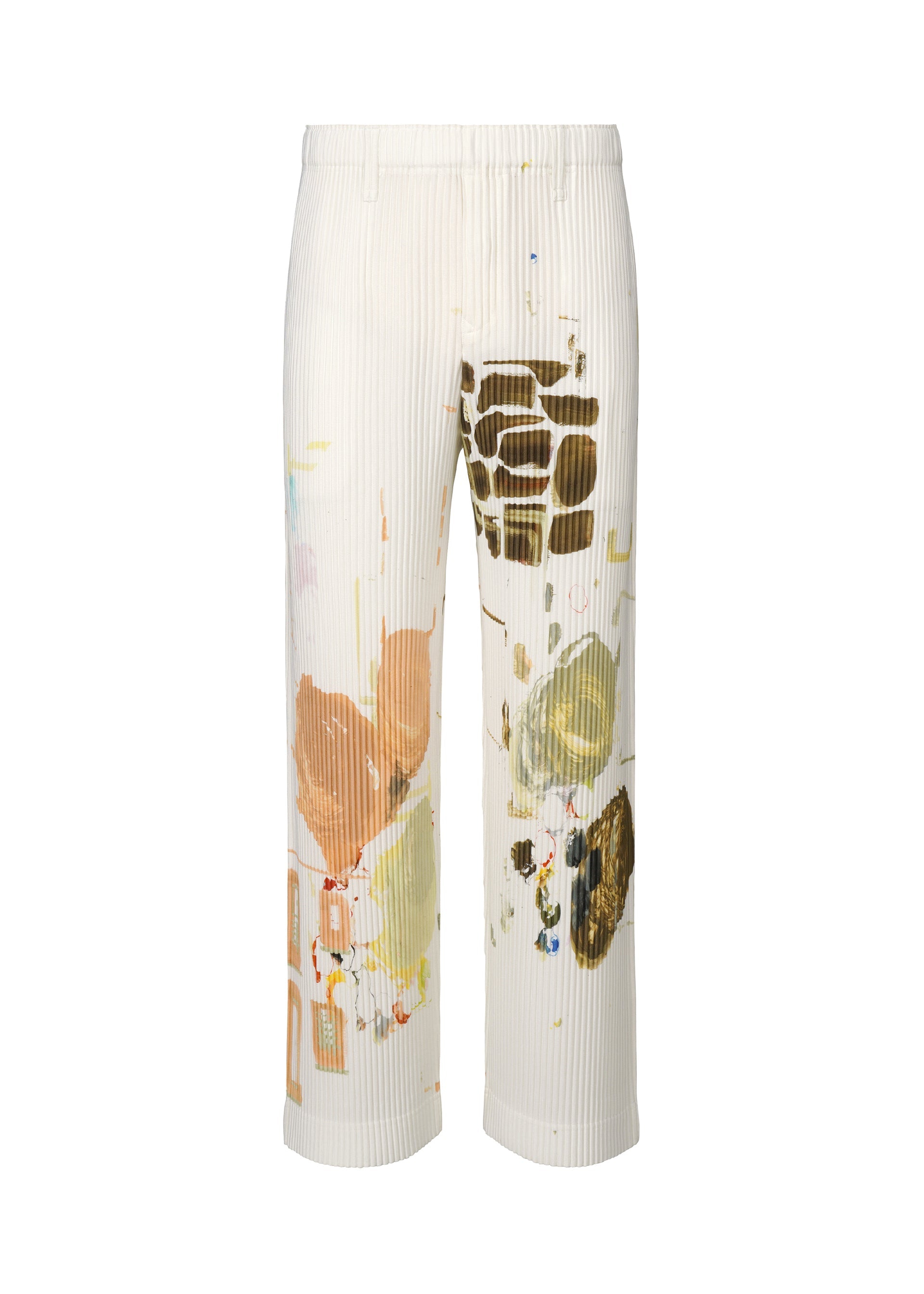 A product shot of the HOMME PLISSÉ ISSEY MIYAKE PALETTE trousers in khaki (65).