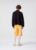 A model wears the HOMME PLISSÉ ISSEY MIYAKE WEAR OR WRAP trousers.