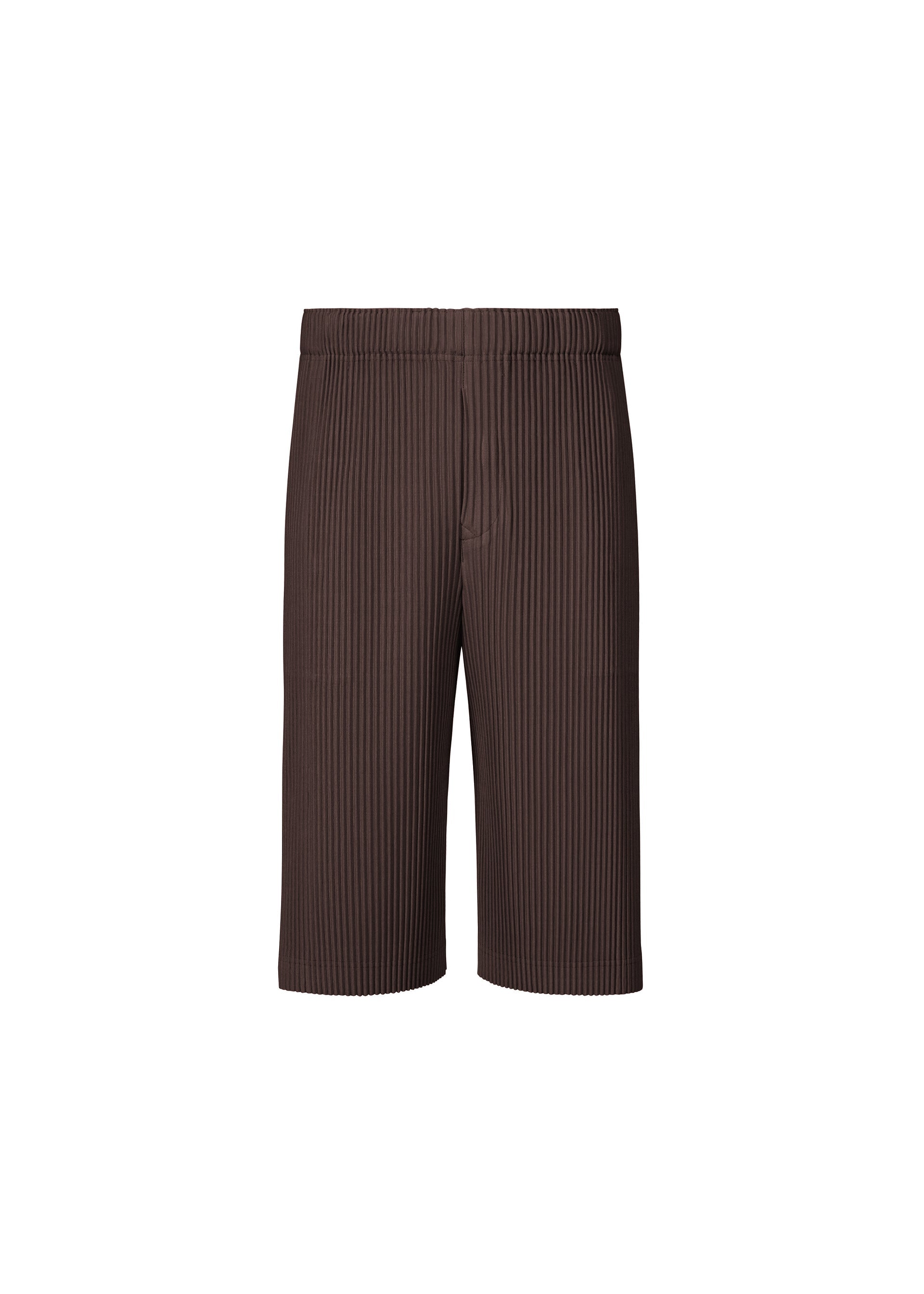 A product shot of the HOMME PLISSÉ ISSEY MIYAKE WEAR OR WRAP trousers in aubergine black (18).