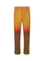 A product shot of the HOMME PLISSÉ ISSEY MIYAKE PAINT BRUSH CLOSE UP trousers in orange (32).