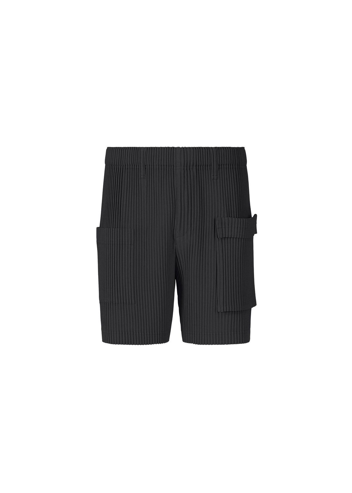 A product shot of the HOMME PLISSÉ ISSEY MIYAKE PAINTER'S GEAR trousers in black (15).