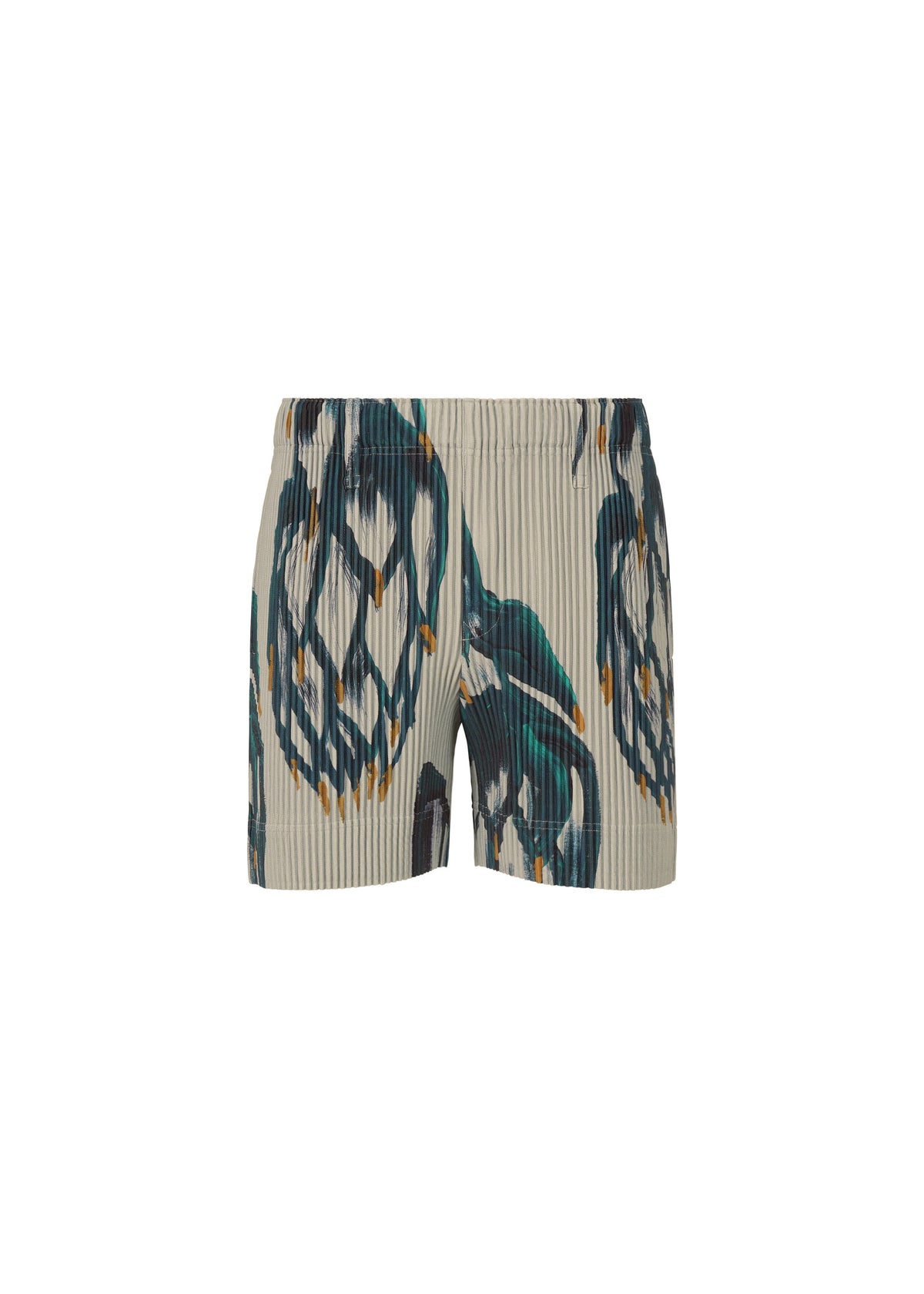 A product shot of the HOMME PLISSÉ ISSEY MIYAKE FRUITS & VEGETABLES shorts in grey (12).