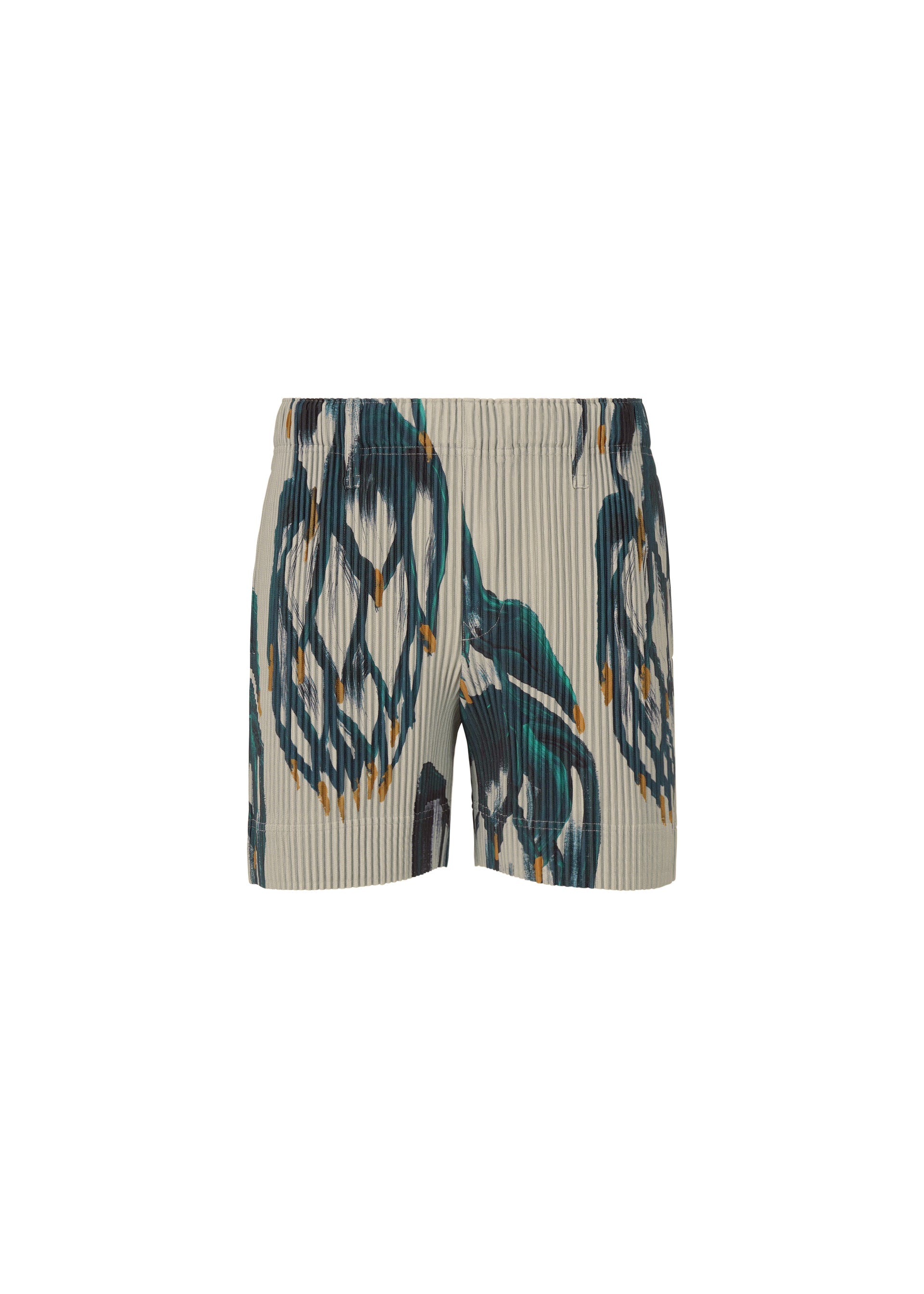 A product shot of the HOMME PLISSÉ ISSEY MIYAKE FRUITS & VEGETABLES shorts in grey (12).