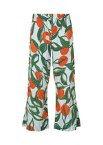 A product shot of the HOMME PLISSÉ ISSEY MIYAKE FRUITS & VEGETABLES trousers in blue (72).