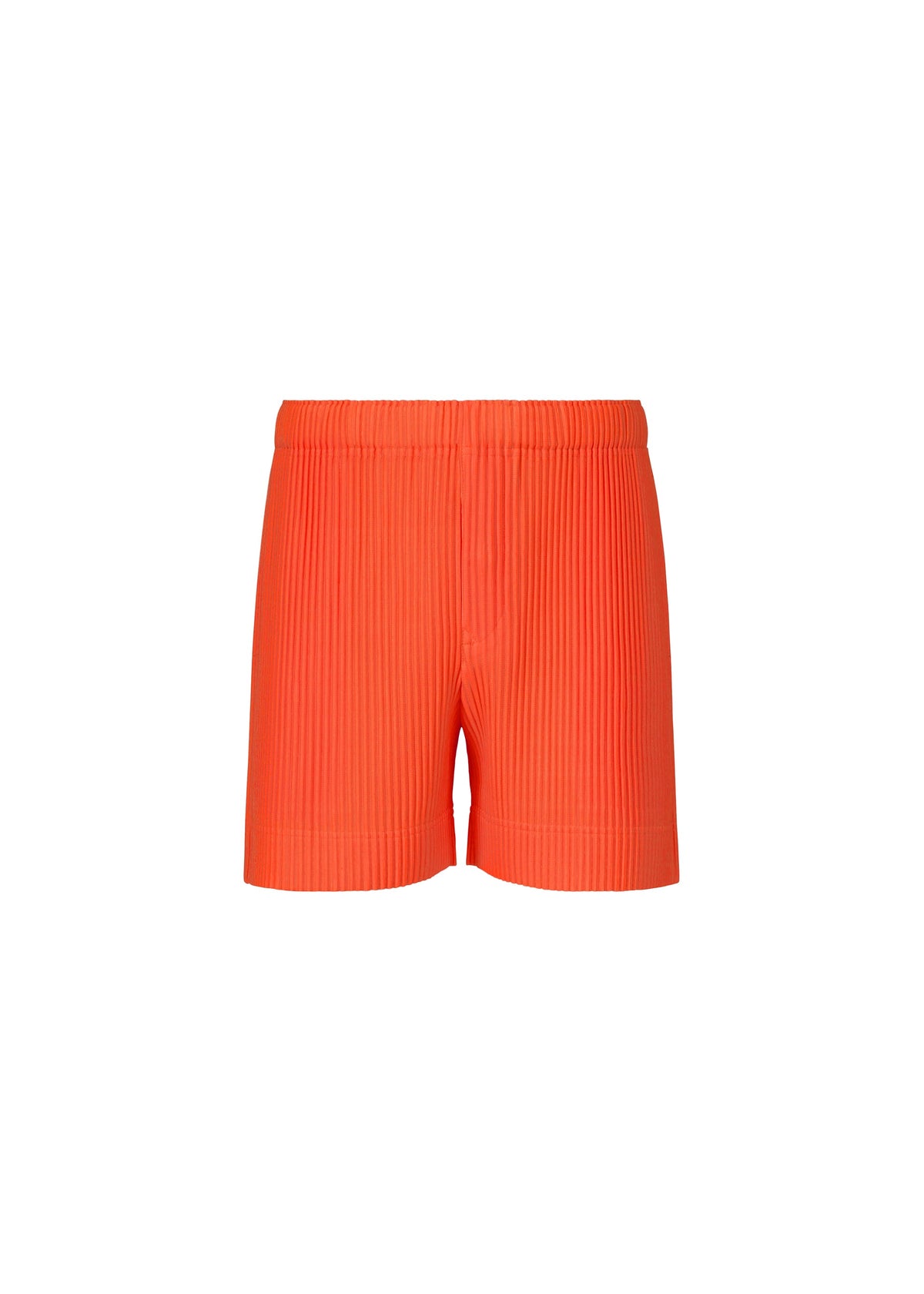 A product shot of the HOMME PLISSÉ ISSEY MIYAKE COLORFUL PLEATS BOTTOMS trousers in manarola boat orange.