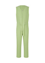 A product shot of the HOMME PLISSÉ ISSEY MIYAKE PLEATS BOTTOMS 2 jumpsuit in pizza gregorio green (63).