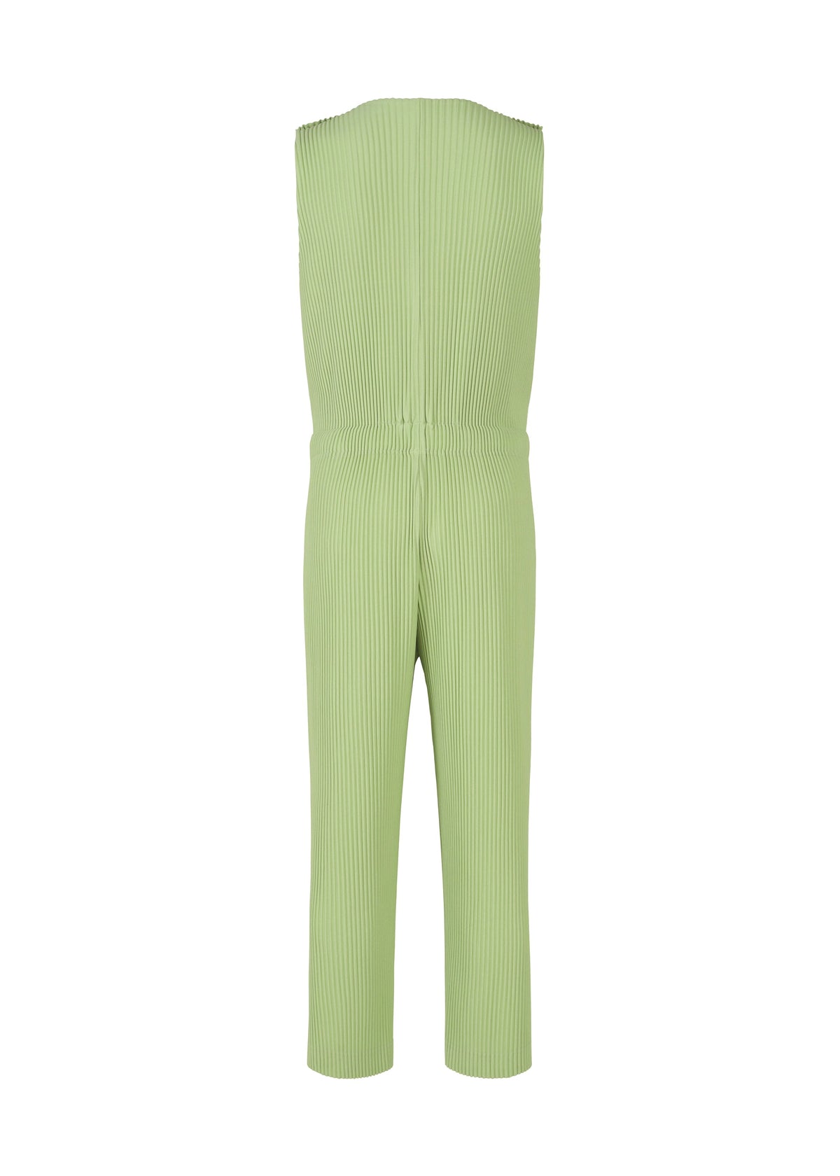A detail shot of the HOMME PLISSÉ ISSEY MIYAKE PLEATS BOTTOMS 2 jumpsuit.