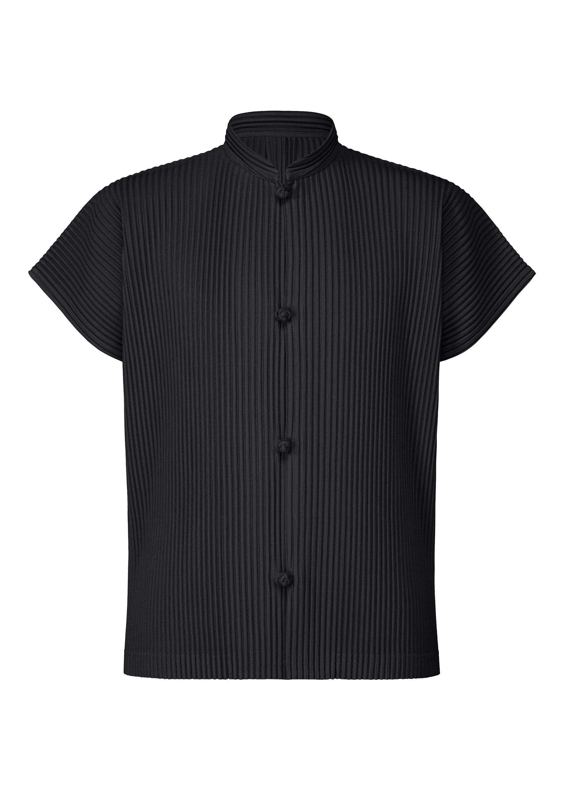 A product shot of the HOMME PLISSÉ ISSEY MIYAKE MONTHLY COLORS APRIL shirt in black (15).