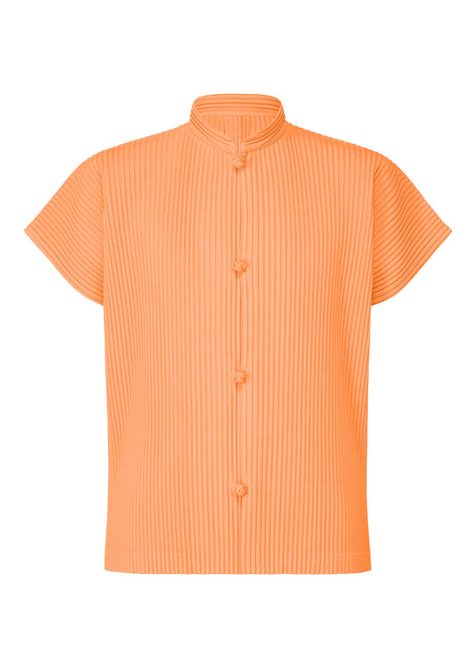 A product shot of the HOMME PLISSÉ ISSEY MIYAKE MONTHLY COLORS APRIL shirt in cinque terre orange (30).