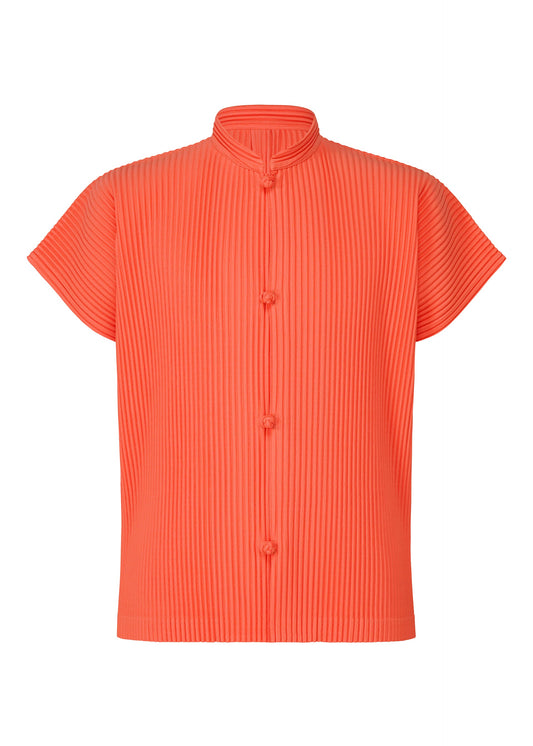 A product shot of the HOMME PLISSÉ ISSEY MIYAKE MONTHLY COLORS APRIL shirt in portofino buoy orange (33).