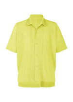 A product shot of the HOMME PLISSÉ ISSEY MIYAKE MONTHLY COLORS MAY shirt in zucchini yellow (53).