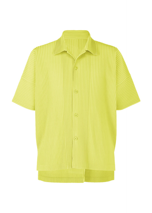 A product shot of the HOMME PLISSÉ ISSEY MIYAKE MONTHLY COLORS MAY shirt in zucchini yellow (53).