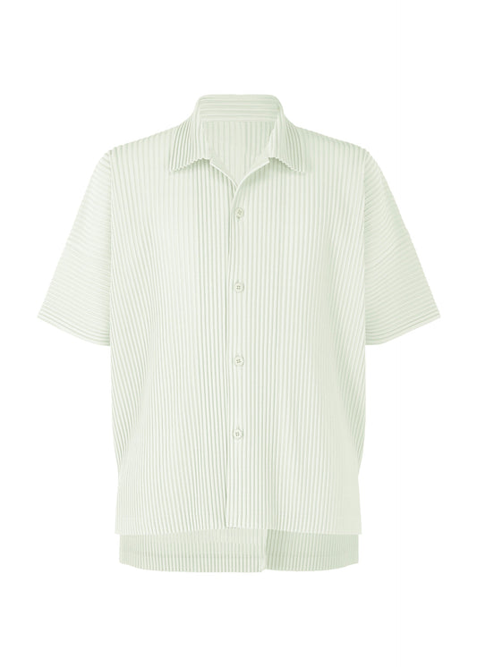 A product shot of the HOMME PLISSÉ ISSEY MIYAKE MONTHLY COLORS MAY shirt in duomo green (60).