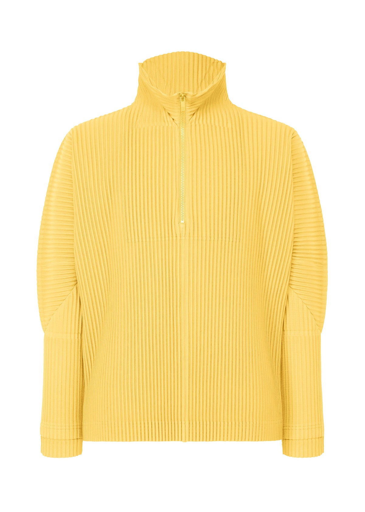 A product shot of the HOMME PLISSÉ ISSEY MIYAKE MONTHLY COLORS MARCH top in agave yellow (54).