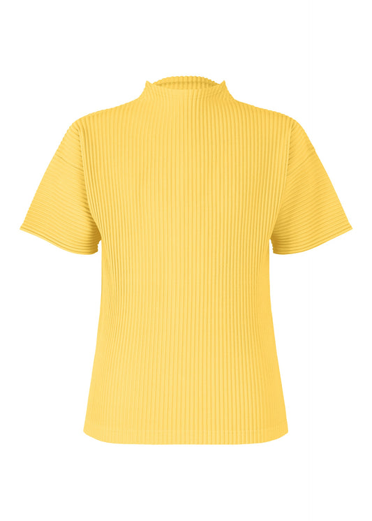 A product shot of the HOMME PLISSÉ ISSEY MIYAKE MONTHLY COLORS MARCH top in agave yellow (54).