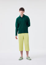 A model wears the HOMME PLISSÉ ISSEY MIYAKE MONTHLY COLORS MAY top.