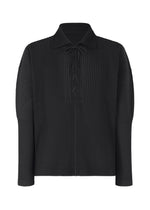 A product shot of the HOMME PLISSÉ ISSEY MIYAKE MONTHLY COLORS MAY top in black (15).