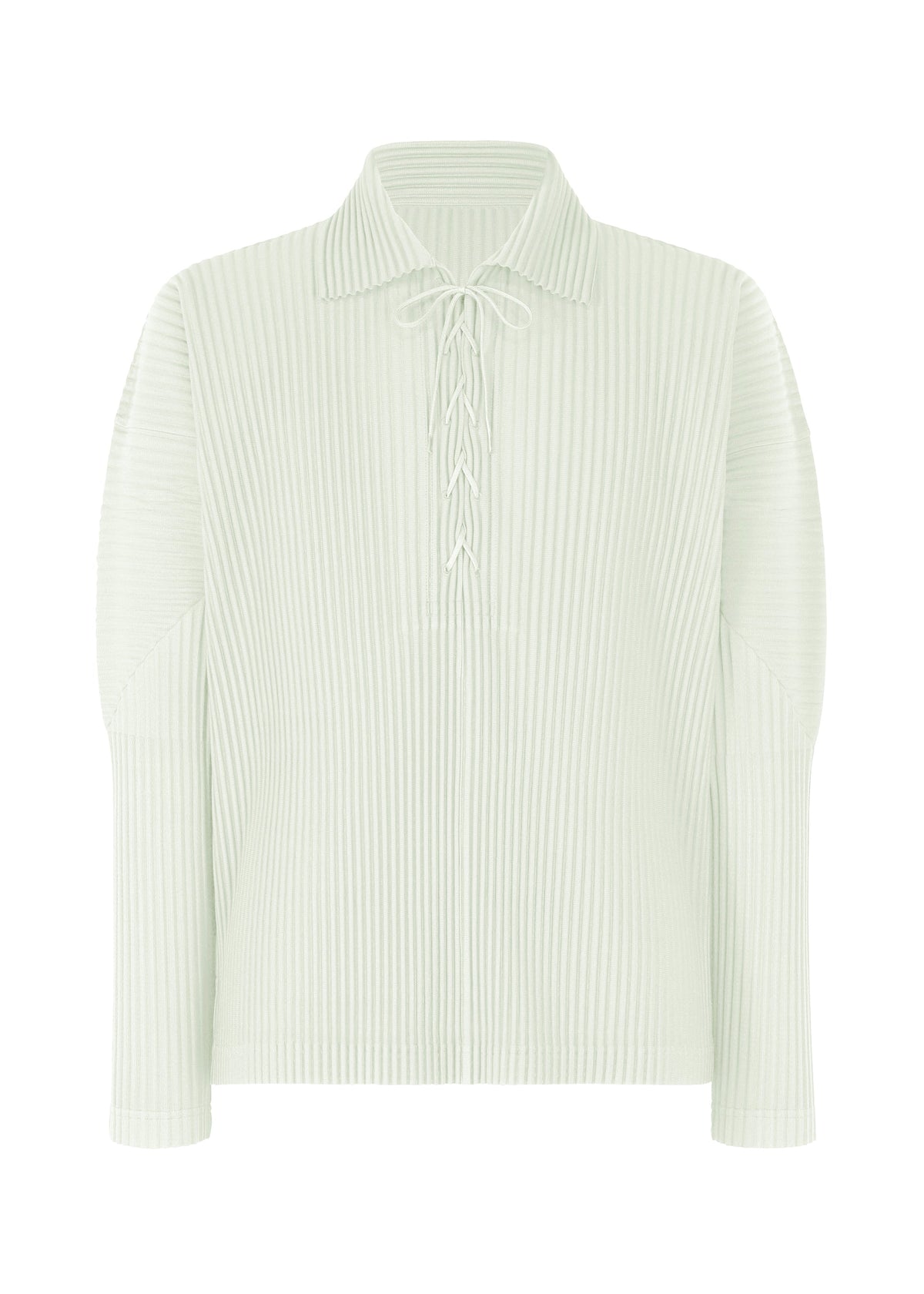 A product shot of the HOMME PLISSÉ ISSEY MIYAKE MONTHLY COLORS MAY top in duomo green (60).
