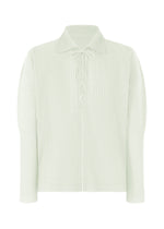A product shot of the HOMME PLISSÉ ISSEY MIYAKE MONTHLY COLORS MAY top in duomo green (60).