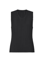 A product shot of the HOMME PLISSÉ ISSEY MIYAKE MONTHLY COLORS : JUNE top in black.