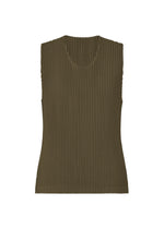 A product shot of the HOMME PLISSÉ ISSEY MIYAKE MONTHLY COLORS : JUNE top in genova metal ocher.