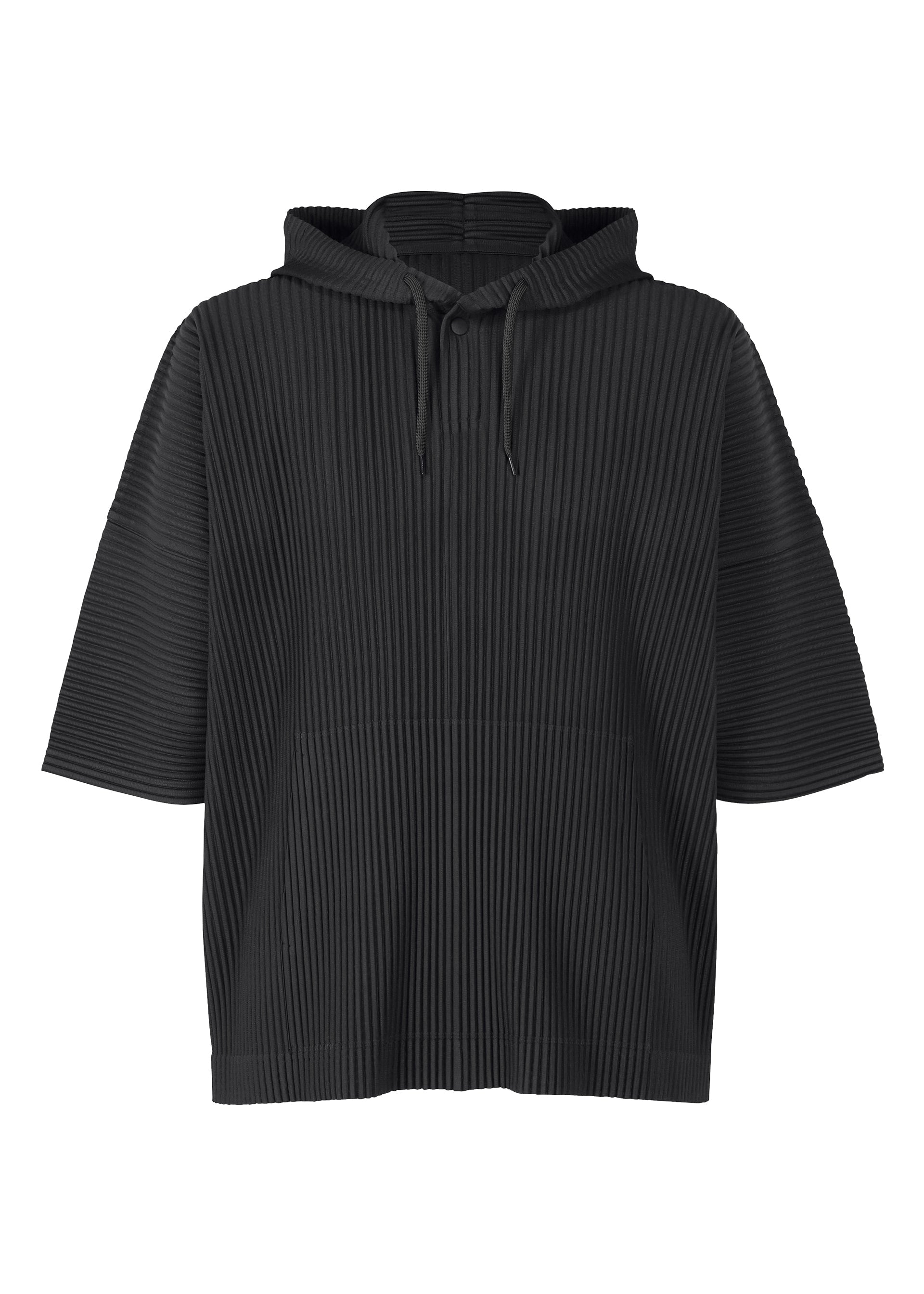 A product shot of the HOMME PLISSÉ ISSEY MIYAKE MONTHLY COLORS : JUNE top in black.