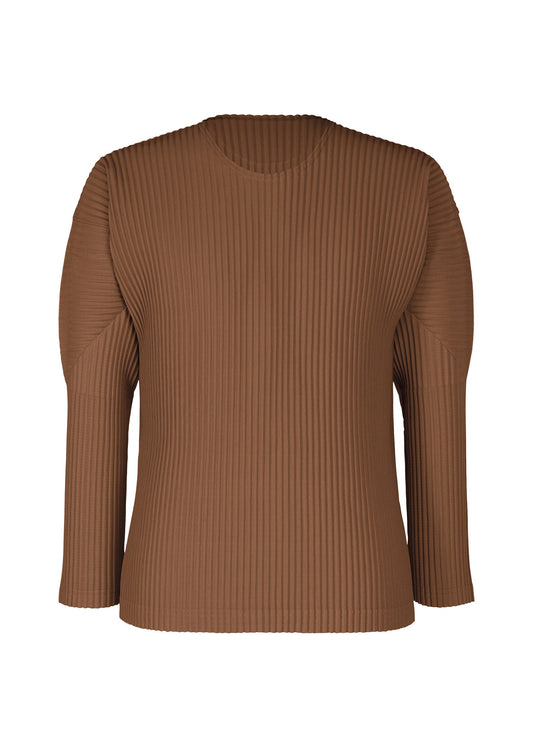 A product shot of the HOMME PLISSÉ ISSEY MIYAKE COLOR PLEATS 2 top in anchor brown (48).