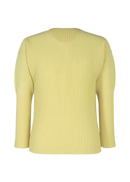 A product shot of the HOMME PLISSÉ ISSEY MIYAKE COLOR PLEATS 2 top in agave cream green (64).