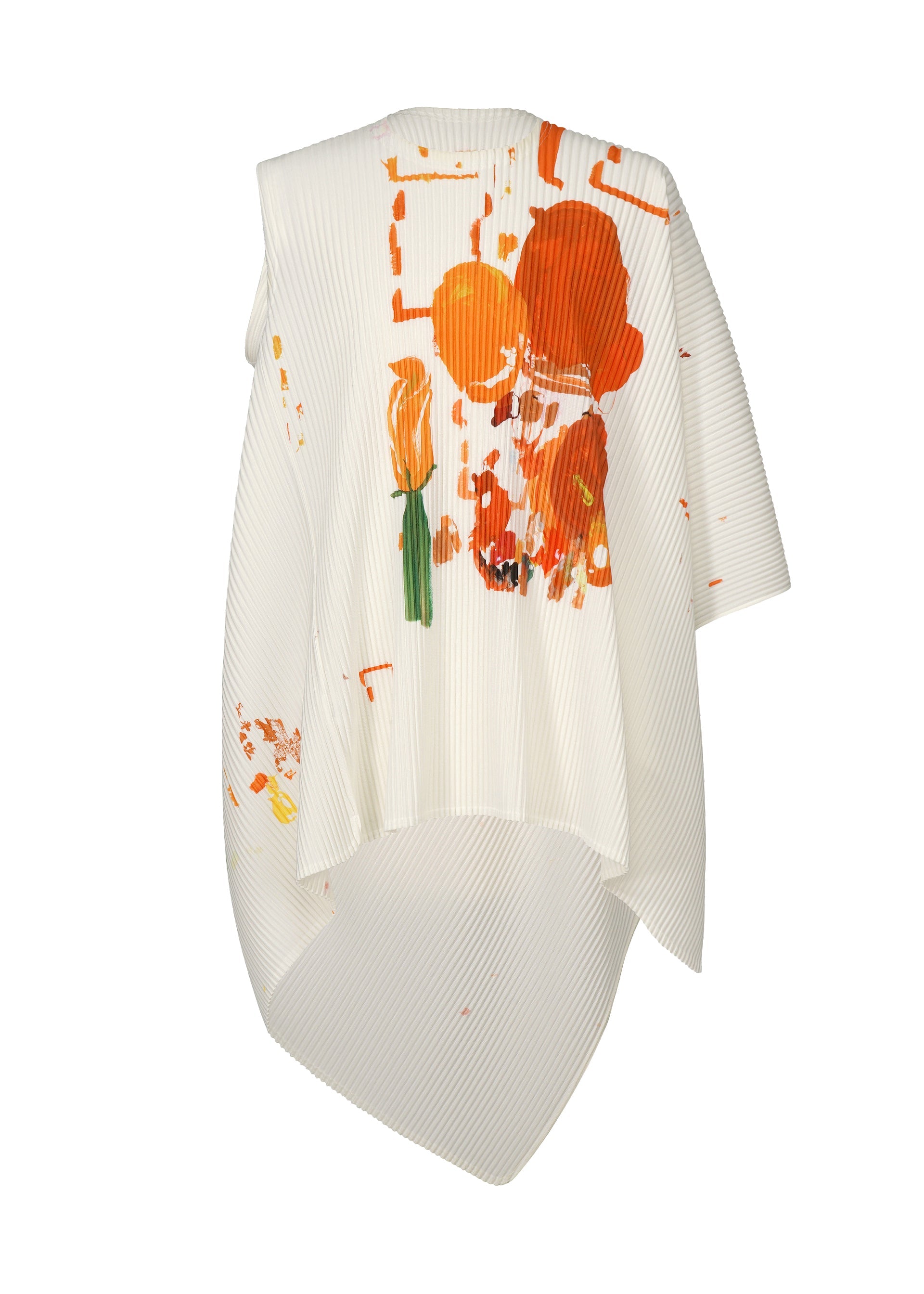 A product shot of the HOMME PLISSÉ ISSEY MIYAKE PALETTE top in orange (32).