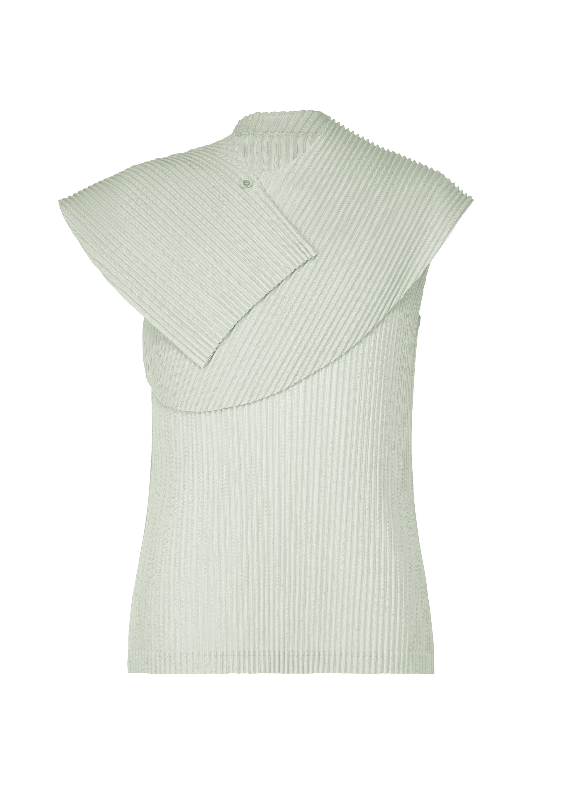 A product shot of the HOMME PLISSÉ ISSEY MIYAKE AGAVE MESH top in light gray.