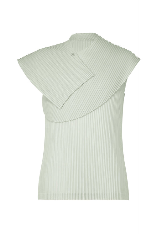 A product shot of the HOMME PLISSÉ ISSEY MIYAKE AGAVE MESH top in light gray.