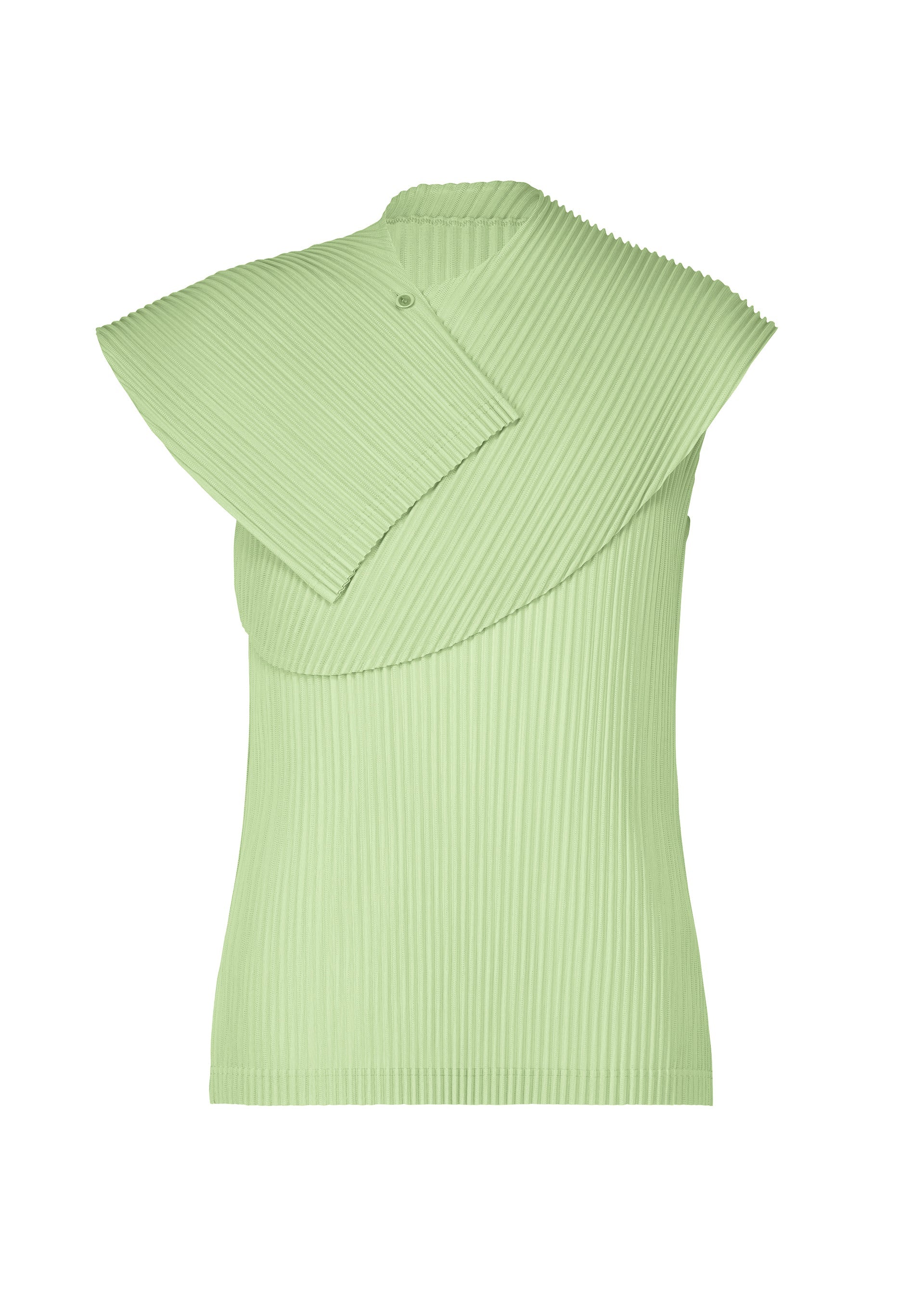 A product shot of the HOMME PLISSÉ ISSEY MIYAKE AGAVE MESH top in green.