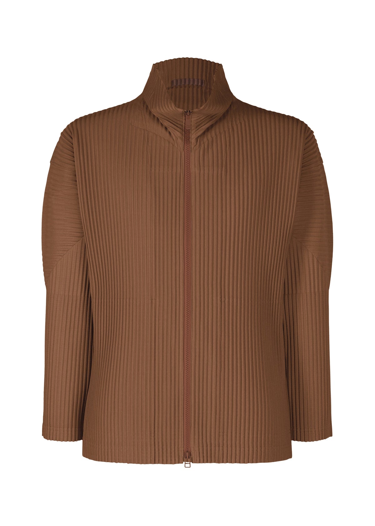 A product shot of the HOMME PLISSÉ ISSEY MIYAKE COLOR PLEATS 2 jacket in anchor brown (48).