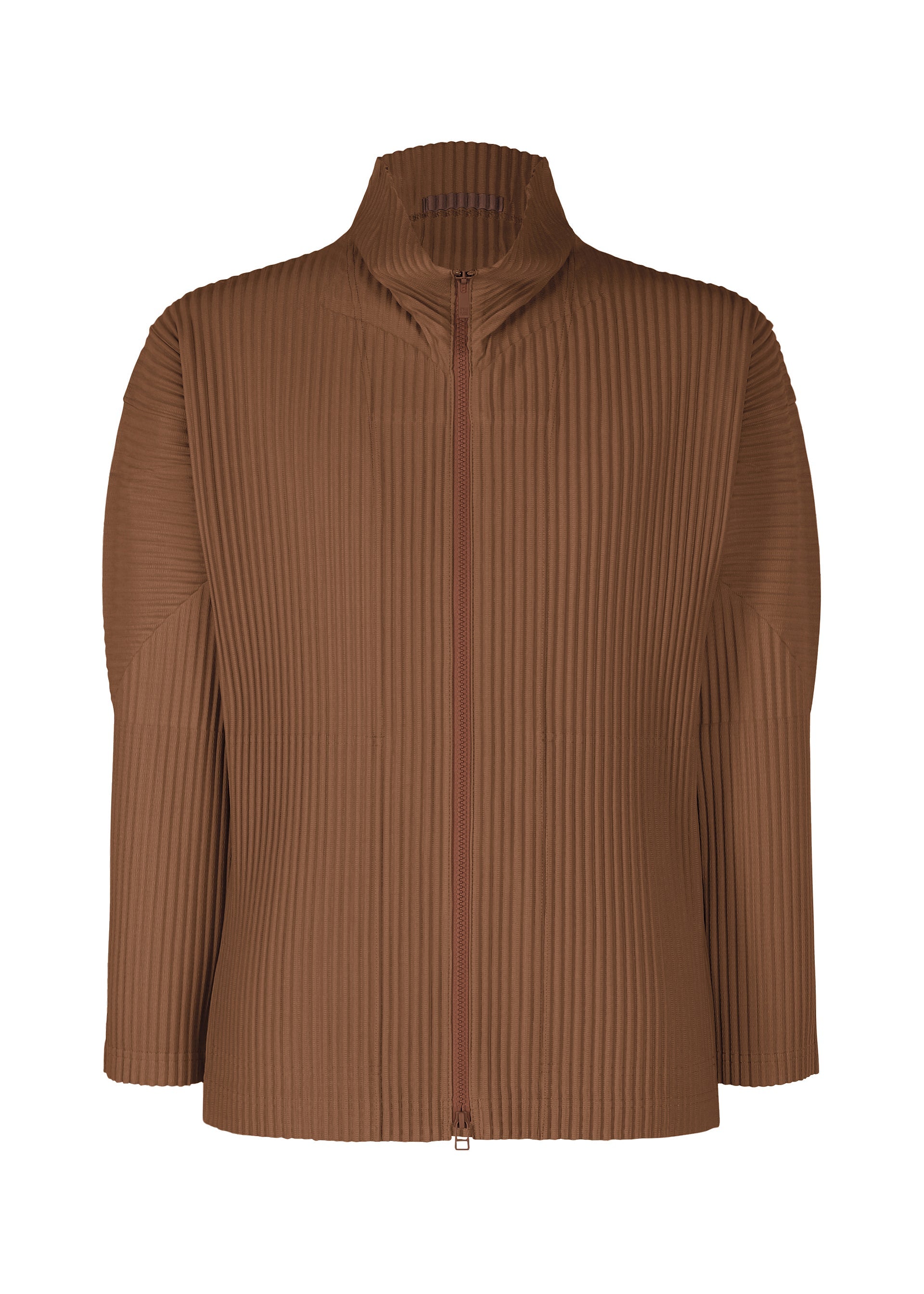 A product shot of the HOMME PLISSÉ ISSEY MIYAKE COLOR PLEATS 2 jacket in anchor brown (48).